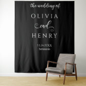 Minimalistisches elegantes Black Wedding Banner Wandteppich (Beispiel)
