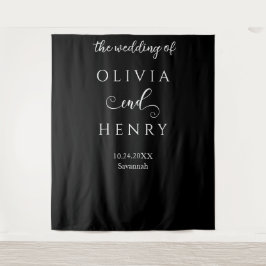 Minimalistisches elegantes Black Wedding Banner Wandteppich