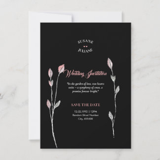 Minimalistisches elegantes Black Wedding Modern & Einladung
