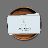 Minimalistisches Elegantes Blue Rose Gold Scheren Visitenkarte