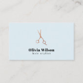 Minimalistisches Elegantes Blue Rose Gold Scheren Visitenkarte (Vorderseite)