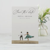 Minimalistisches elegantes Calligrafy Script-Foto Save The Date (Stehend Vorderseite)