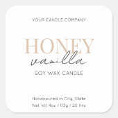 Minimalistisches elegantes Candle Cosmetic-Aufkleb Quadratischer Aufkleber (Vorderseite)