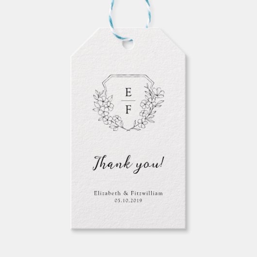 Minimalistisches elegantes Cherry-Blossom Monogram Geschenkanhänger (Vorderseite)