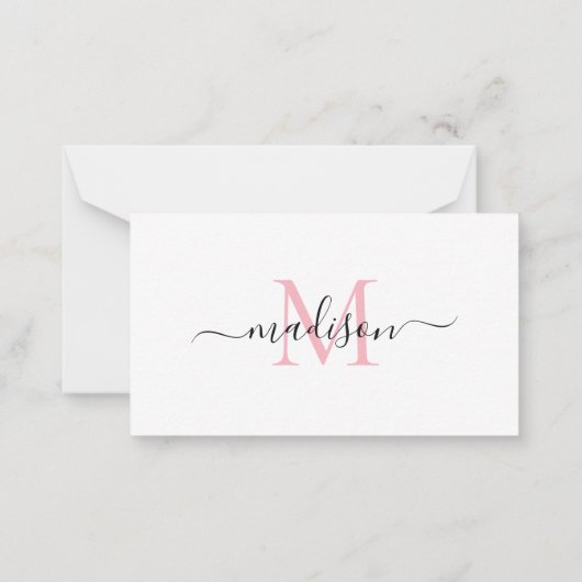 Minimalistisches elegantes Chic Monogram Script Ro Mitteilungskarte (Rückseite)