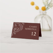 Minimalistisches elegantes Damask Foto Mahogany We Platzkarte (Vorderseite)
