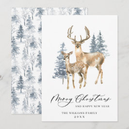 Minimalistisches Elegantes Deer Christmas Tree Feiertagskarte