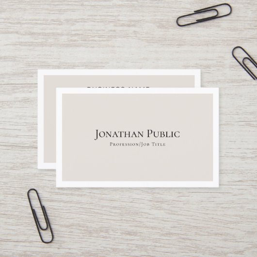 Minimalistisches elegantes Design Moderne Schlicht Visitenkarte (Vorderseite/Rückseite Beispiel)