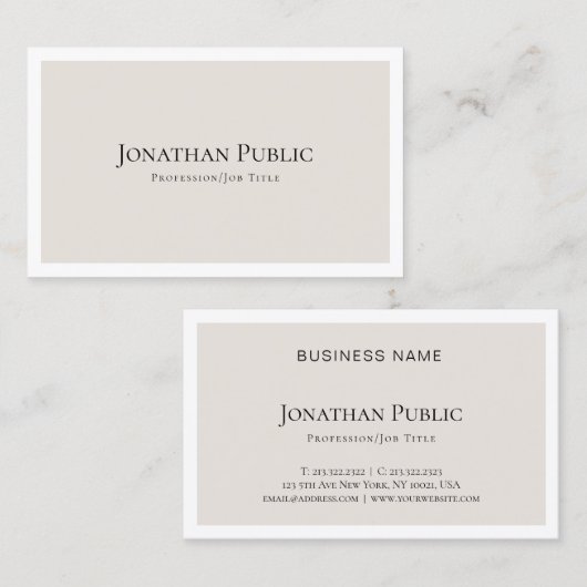 Minimalistisches elegantes Design Moderne Schlicht Visitenkarte (Vorne/Hinten)