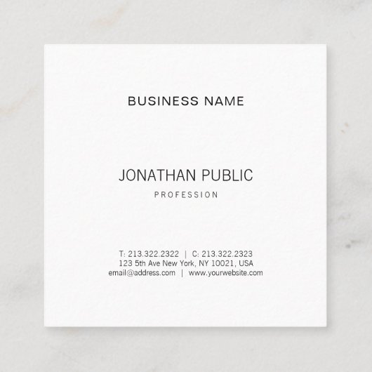 Minimalistisches elegantes Design Modernes B&W Sau Quadratische Visitenkarte (Rückseite)