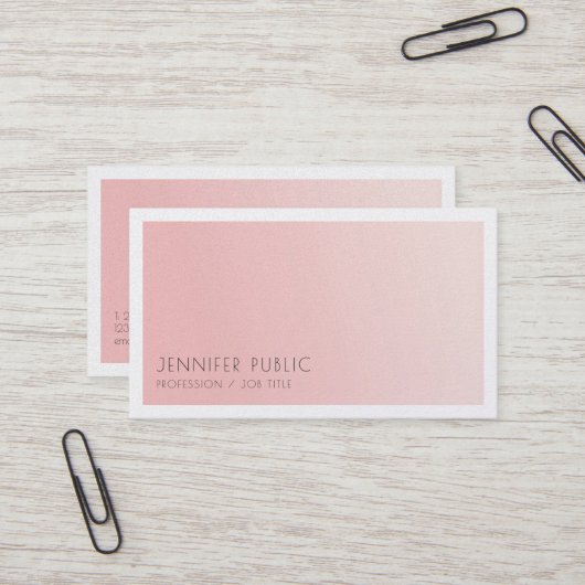 Minimalistisches elegantes Design Trendy Blush Pin Visitenkarte (Vorderseite/Rückseite Beispiel)