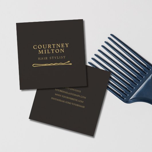 Minimalistisches elegantes Dunkle Imitate Gold Hai Quadratische Visitenkarte