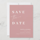 Minimalistisches elegantes Dusty Pink-Foto Save th Einladung (Vorderseite)