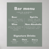 Minimalistisches elegantes formales Menü für grüne Poster (Vorne)