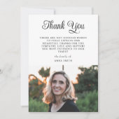 Minimalistisches Elegantes Foto Beileid Kalligraph Dankeskarte (Vorderseite)