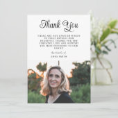 Minimalistisches Elegantes Foto Beileid Kalligraph Dankeskarte (Stehend Vorderseite)