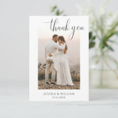 Minimalistisches elegantes Foto Hochzeit Dankeschö Dankeskarte (Stehend Vorderseite)