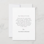 Minimalistisches elegantes Foto Hochzeit Dankeschö Dankeskarte (Rückseite)