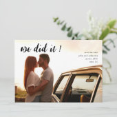 Minimalistisches elegantes Foto Hochzeit speichern Einladung (Stehend Vorderseite)