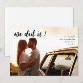 Minimalistisches elegantes Foto Hochzeit speichern Einladung (Vorne/Hinten)