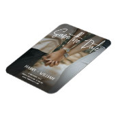 Minimalistisches elegantes Foto Hochzeit speichern Magnet (Linke Seite)