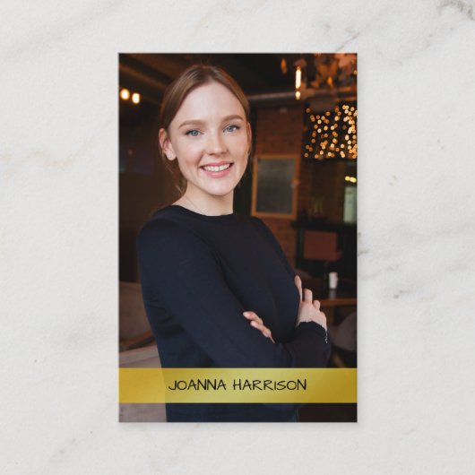 Minimalistisches Elegantes Foto mit moderner Goldb Visitenkarte (Vorderseite)