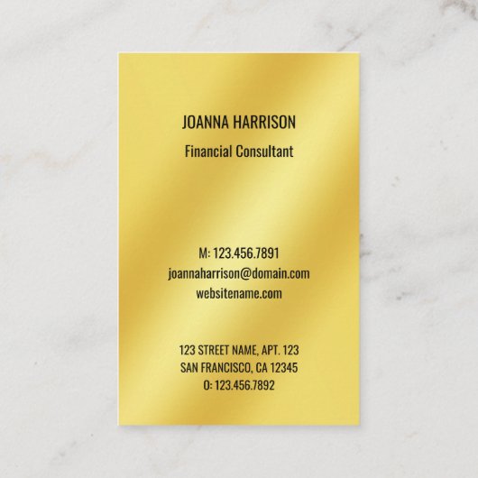 Minimalistisches Elegantes Foto mit moderner Goldb Visitenkarte (Rückseite)