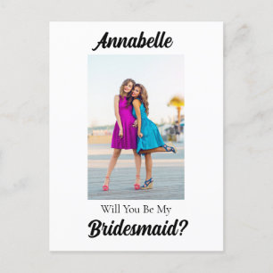 Minimalistisches elegantes Foto & Name Bridesmaid Postkarte