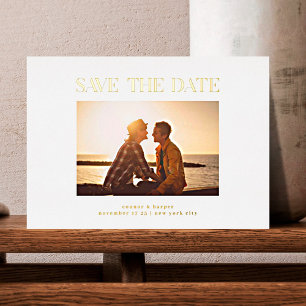 Minimalistisches elegantes Foto Save the Date REAL Folieneinladung