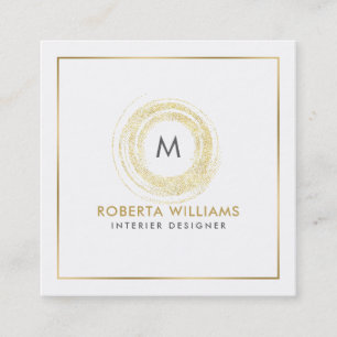 Minimalistisches Elegantes Gold Kreis Monogramm Quadratische Visitenkarte