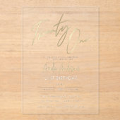 Minimalistisches, elegantes Goldenes Drehbuch, 21. Acryleinladungen (Vorderseite)