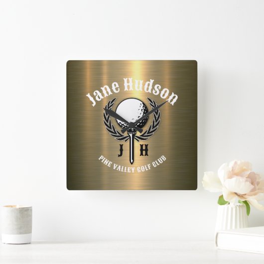 Minimalistisches elegantes Goldschmieddesign Quadratische Wanduhr (Zuhause)