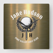 Minimalistisches elegantes Goldschmieddesign Quadratische Wanduhr (Vorderseite)