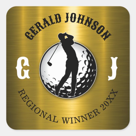 Minimalistisches Elegantes Golf Design Klassischer Quadratischer Aufkleber (Vorderseite)