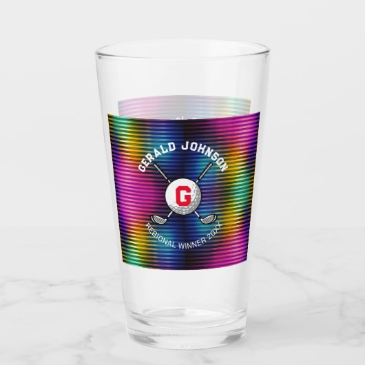 Minimalistisches elegantes Golf Monogram Design Glas (Rückseite)