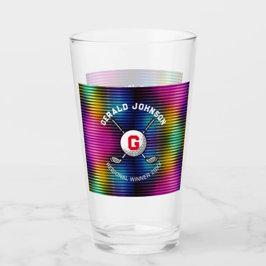 Minimalistisches elegantes Golf Monogram Design Glas (Vorderseite)