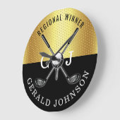 Minimalistisches elegantes Golf Monogram Design Große Wanduhr (Winkel)
