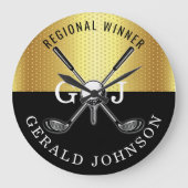 Minimalistisches elegantes Golf Monogram Design Große Wanduhr (Vorderseite)