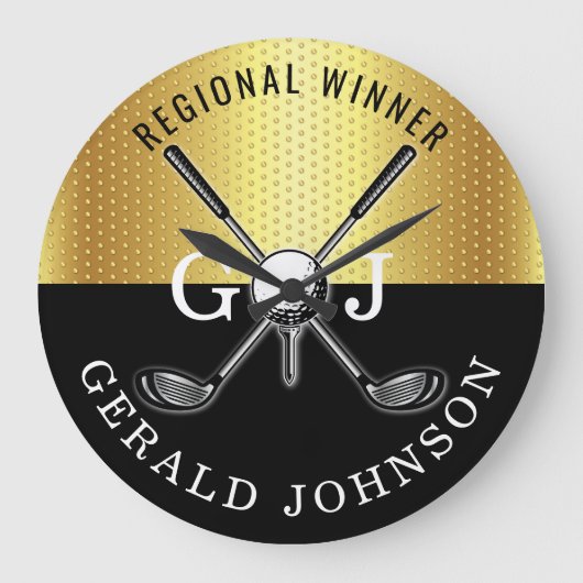 Minimalistisches elegantes Golf Monogram Design Große Wanduhr (Vorderseite)