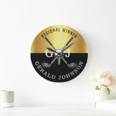 Minimalistisches elegantes Golf Monogram Design Große Wanduhr (Zuhause)