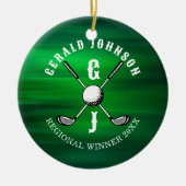 Minimalistisches elegantes Golf Monogram Design Keramik Ornament (Vorne)
