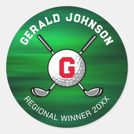 Minimalistisches elegantes Golf Monogram Design Runder Aufkleber (Vorderseite)
