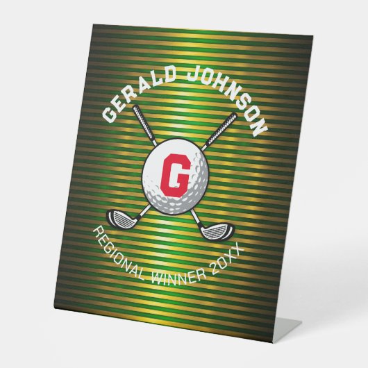 Minimalistisches elegantes Golf Monogram Design Sockelschild (Vorderseite)