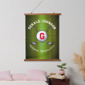 Minimalistisches elegantes Golf Monogram Design Wandteppich Mit Holzrahmen (Schlafzimmer)