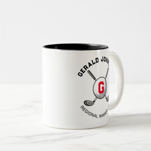 Minimalistisches elegantes Golf Monogram Design Zweifarbige Tasse (VorderseiteRechts)