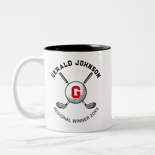 Minimalistisches elegantes Golf Monogram Design Zweifarbige Tasse (Links)