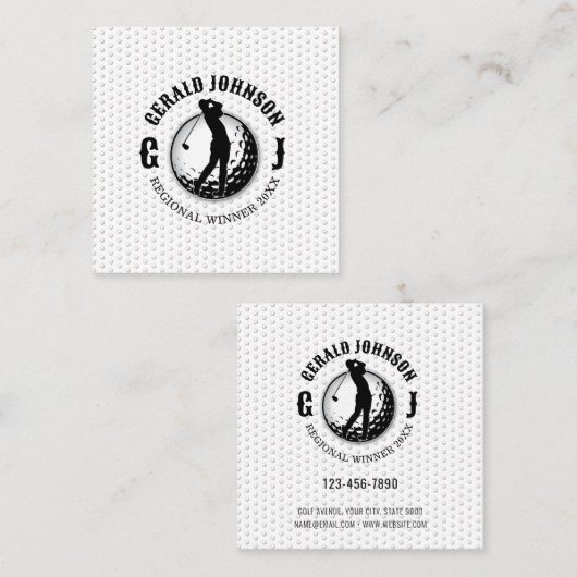 Minimalistisches elegantes Golfdesign Quadratische Visitenkarte (Vorne/Hinten)