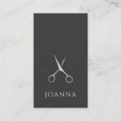 Minimalistisches Elegantes Graues Silberscheren Ha Visitenkarte (Vorderseite)