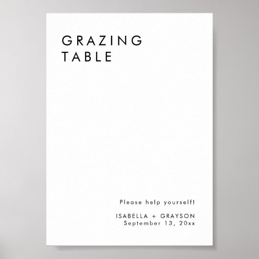 Minimalistisches Elegantes Grazing Table Sign Poster (Vorne)