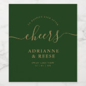 Minimalistisches elegantes Green & Gold Wedding Wi Weinetikett (Einzelnes Label)